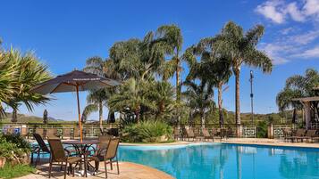 4 つの屋内プール、7 つの屋外プール、営業時間 9:00 ~ 19:00、プール パラソル、サンラウンジャー