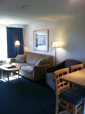 Basic Studio, Multiple Beds, Pool View | Living area | Flat-screen TV, DVD player
