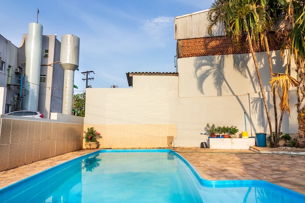 Outdoor pool, pool loungers