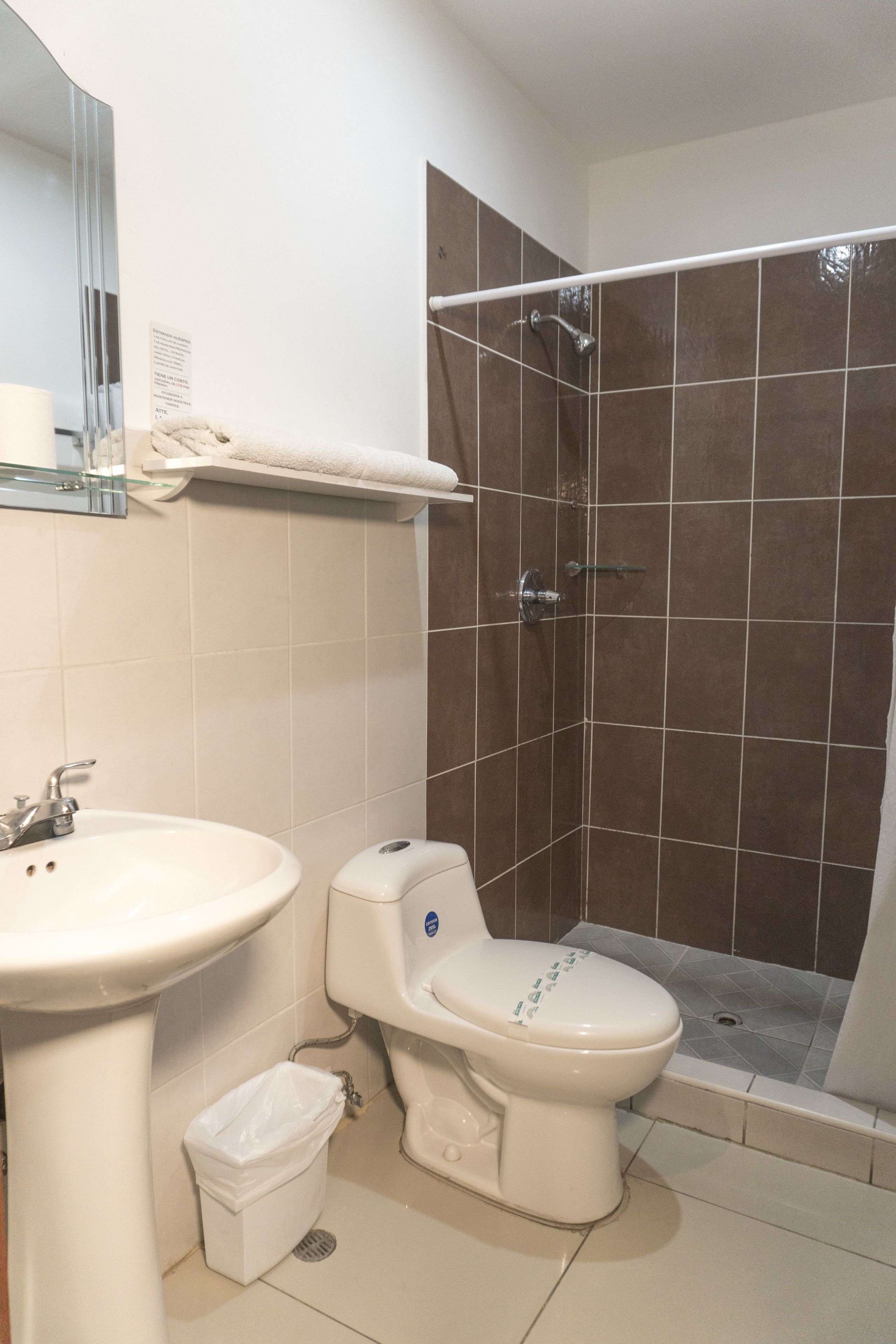 shower, free toiletries, towels