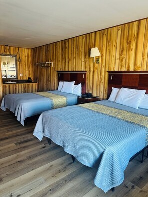 Premium bedding, down duvets, pillow-top beds, desk