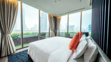 Sängtillbehör av högsta kvalitet och värdeförvaringsskåp på rummet