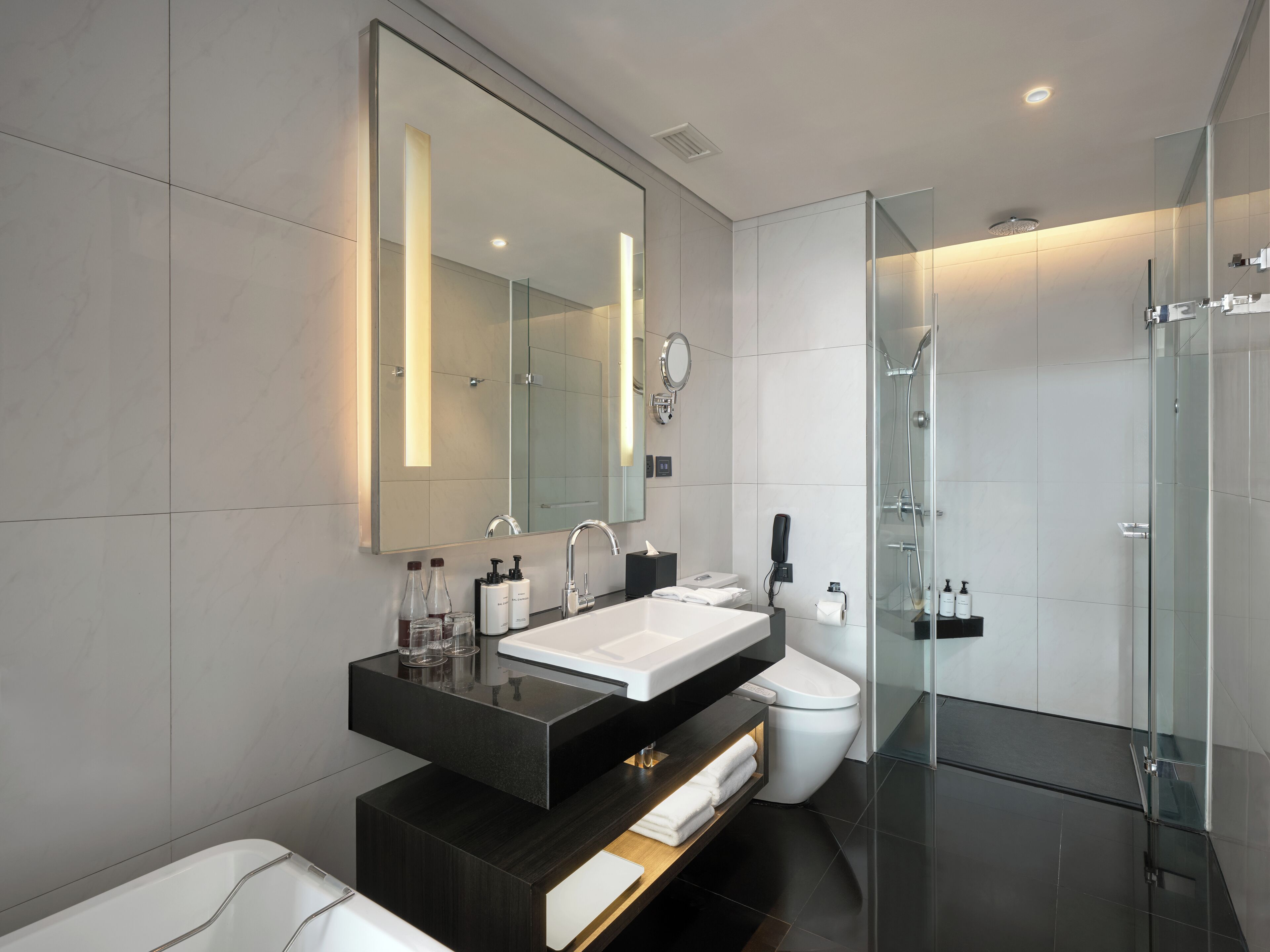 free toiletries, hair dryer, bathrobes, slippers