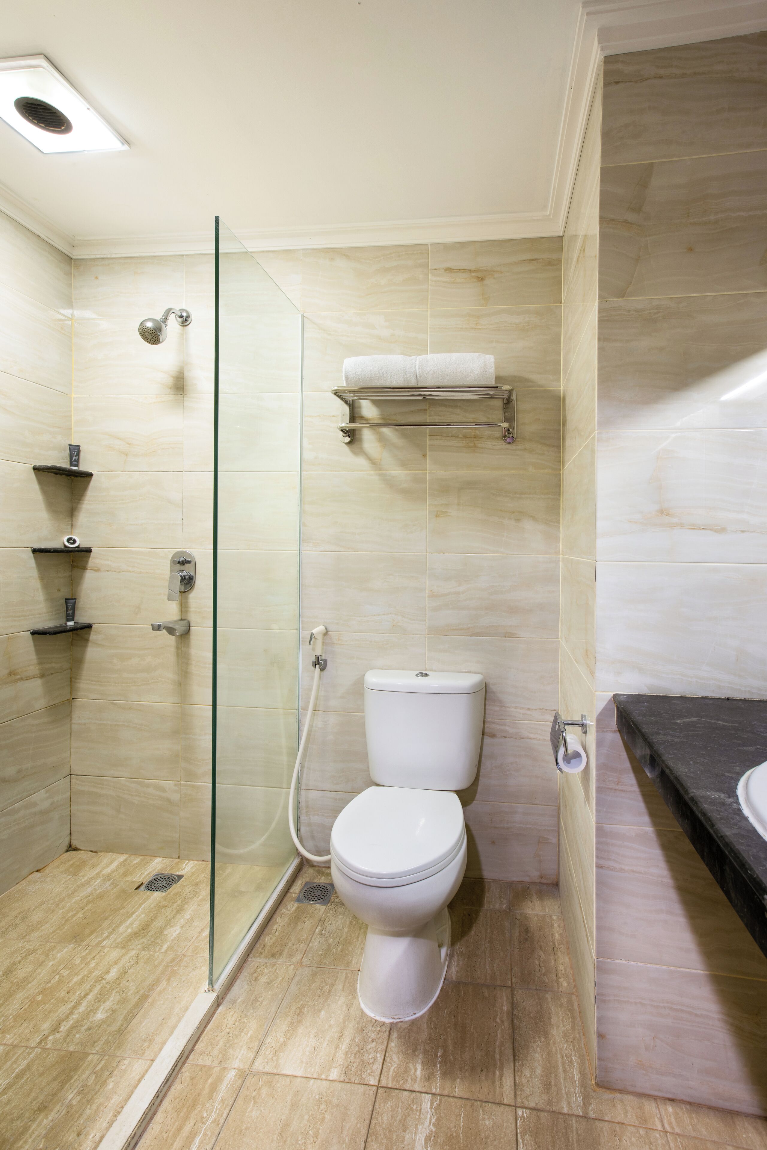 deluxe double or twin room, city view | bathroom | shower, free toiletries, hair dryer, slippers