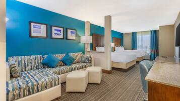 Pillowtop beds, desk, iron/ironing board, free cribs/infant beds