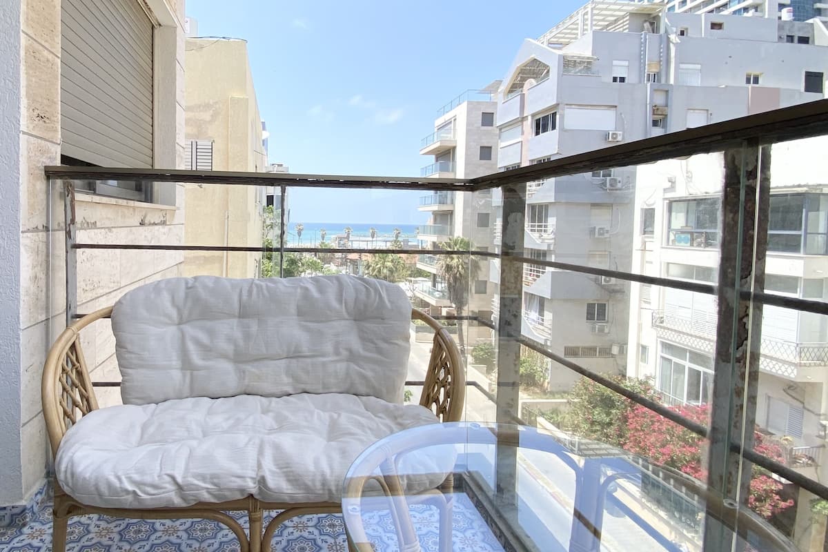 Apartment, 1 Bedroom, Balcony, Sea View (Nehemia St 20 Flat 7) | Desk, laptop workspace, soundproofing, iron/ironing board