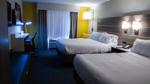 A hotel room with two beds, a desk, a chair, a telephone, and a lamp. - Holiday Inn Express & Suites Litchfield West by IHG (Litchfield)
