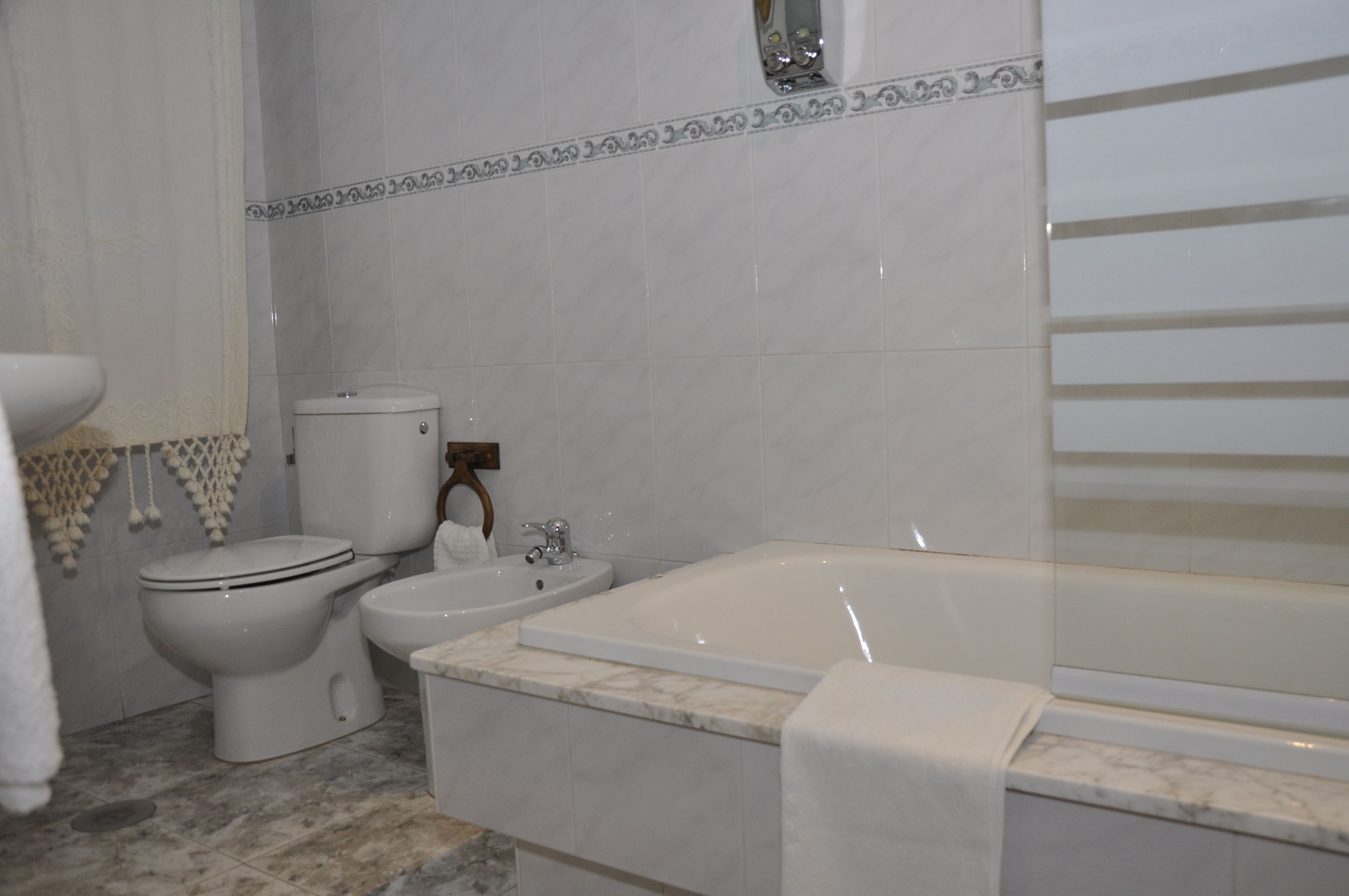 combined shower/bathtub, free toiletries, hair dryer, towels