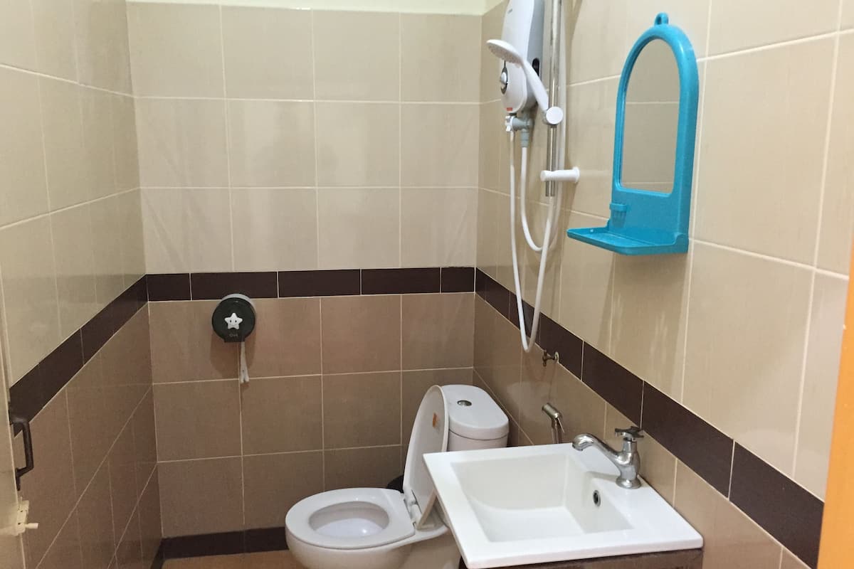 Shower, free toiletries, hair dryer, bidet