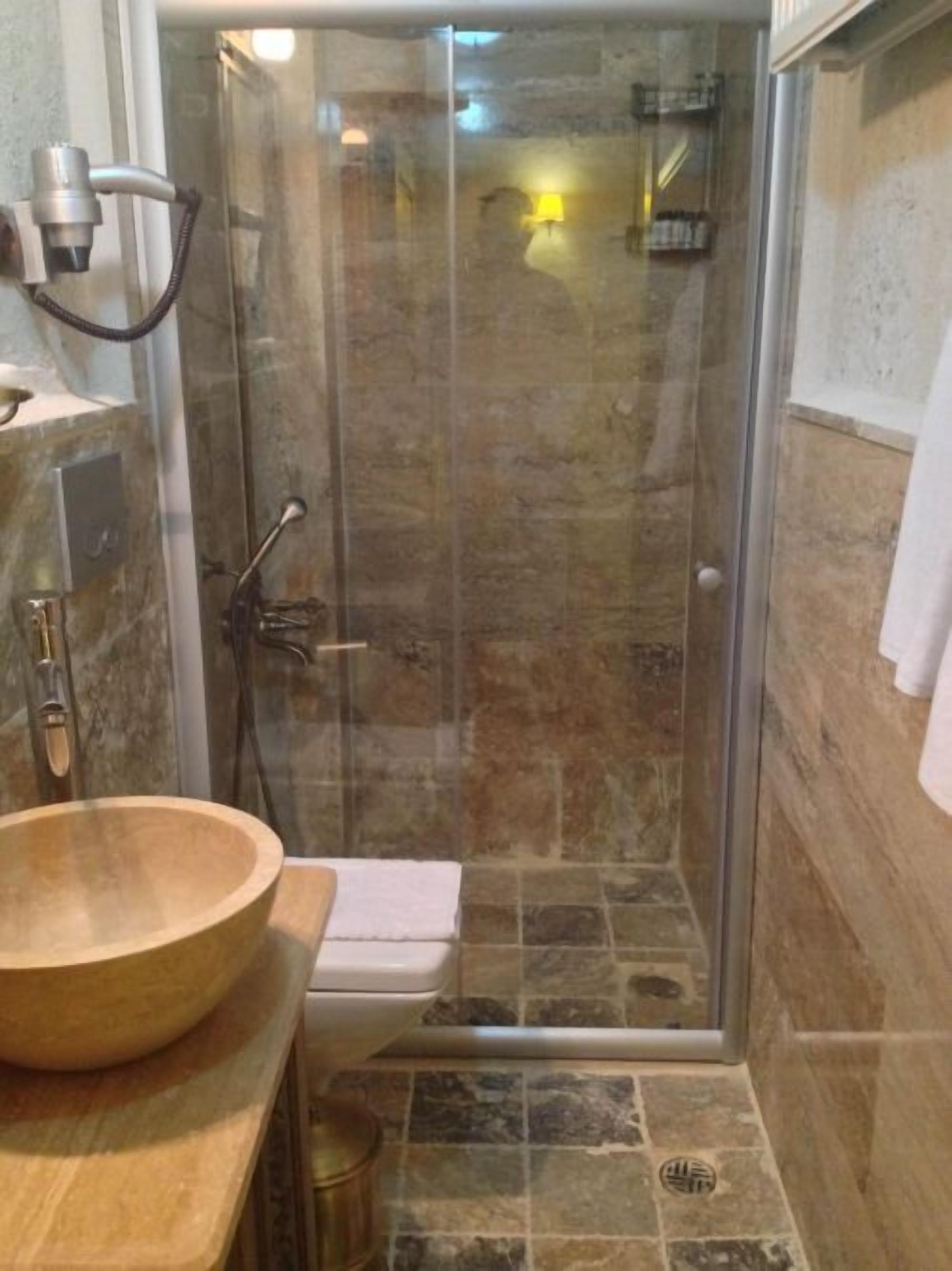 free toiletries, hair dryer, towels