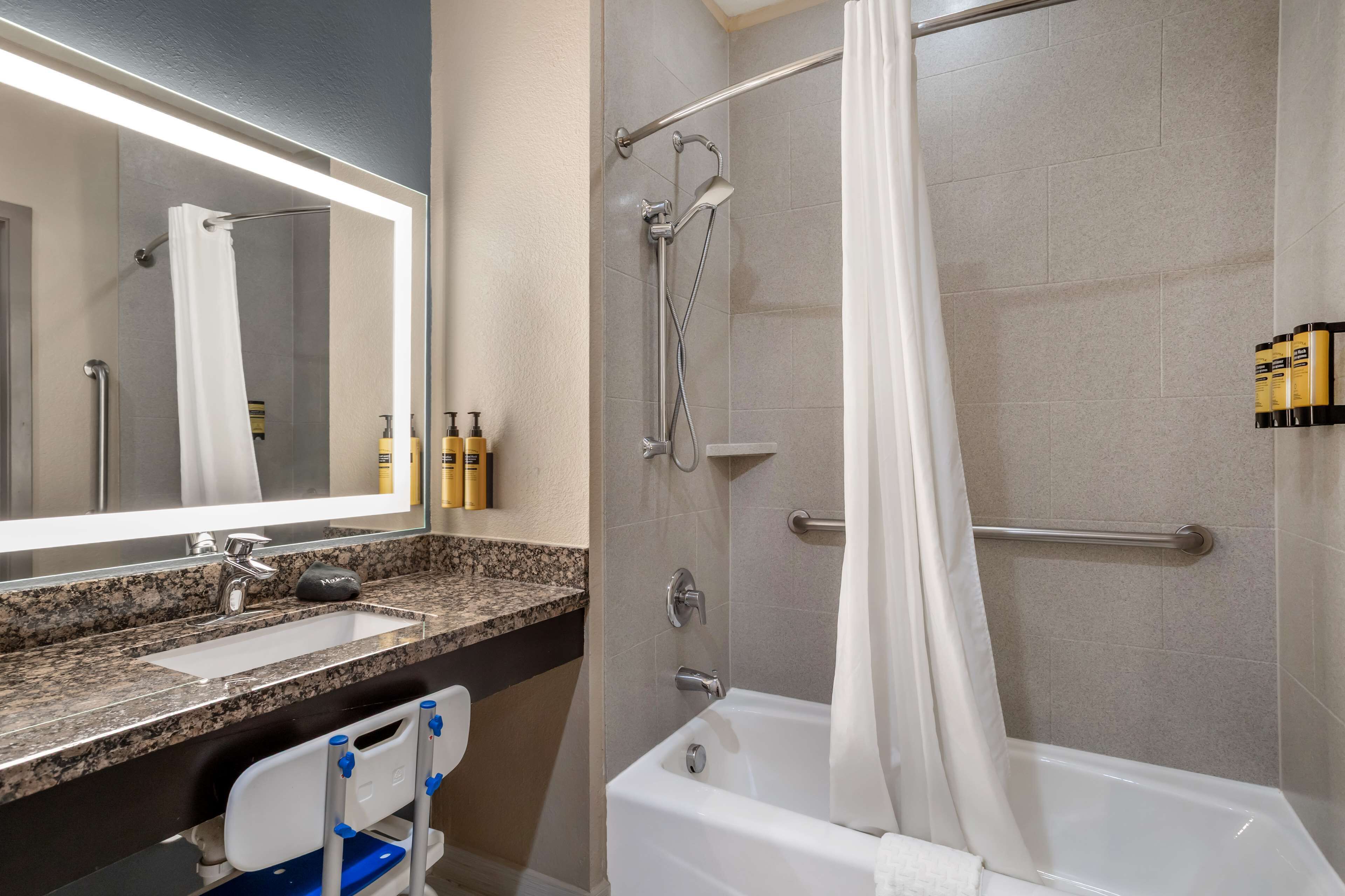suite, 1 king bed, accessible, bathtub (with sofabed) | bathroom | combined shower/bathtub, free toiletries, hair dryer, towels