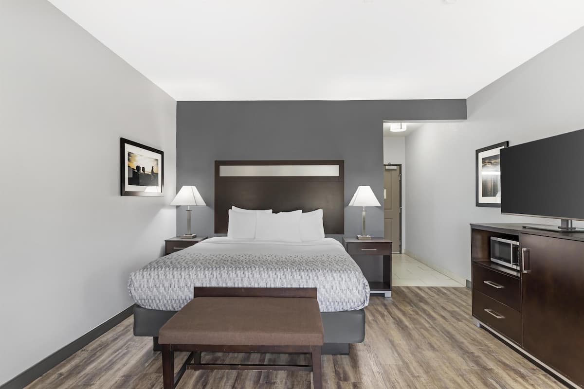 Standard Room, 1 King Bed, Non Smoking, Refrigerator & Microwave (Larger Room) | Pillowtop beds, desk, laptop workspace, iron/ironing board