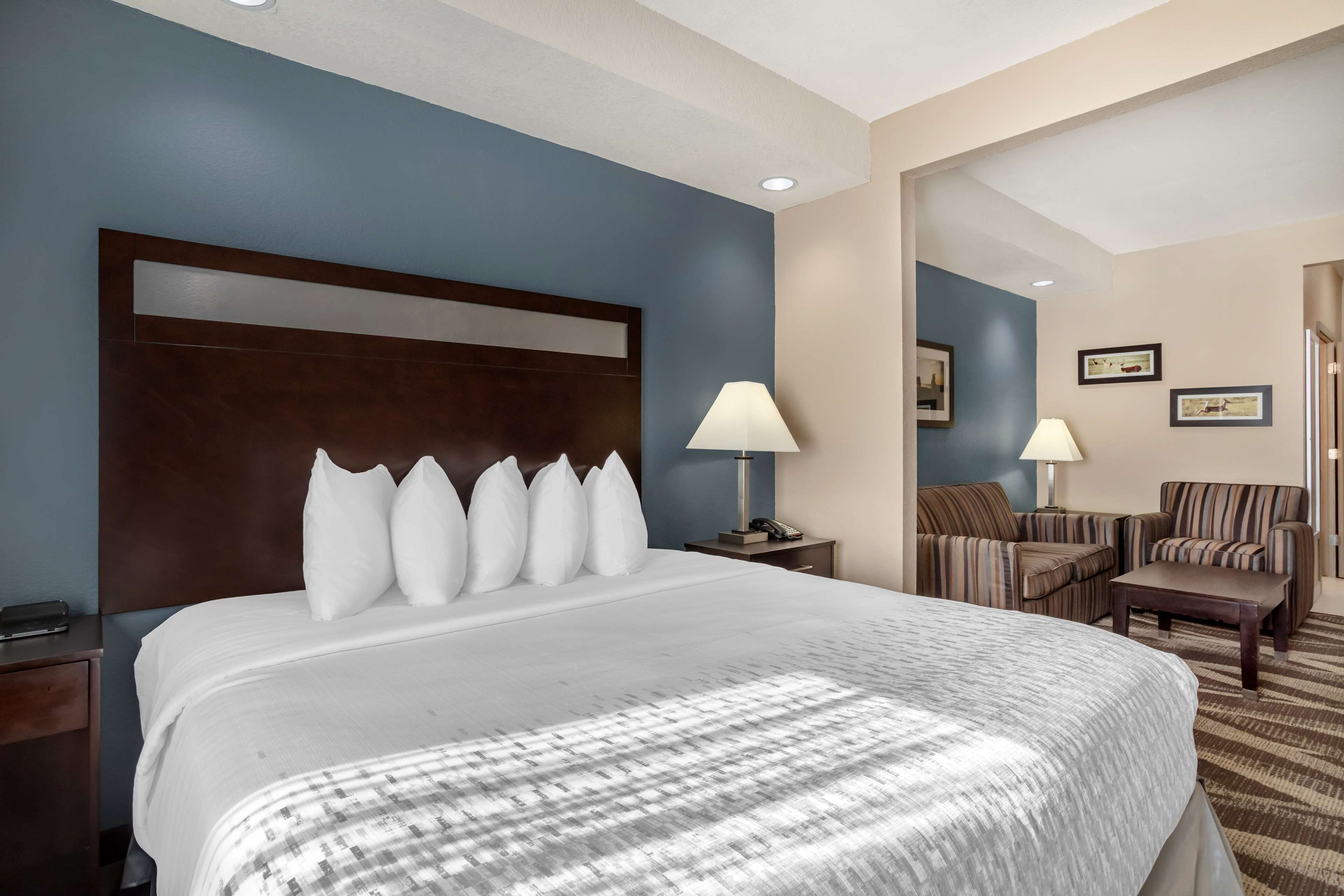 suite, 1 king bed, non smoking, refrigerator & microwave | desk, laptop workspace, iron/ironing board, free cots/infant beds