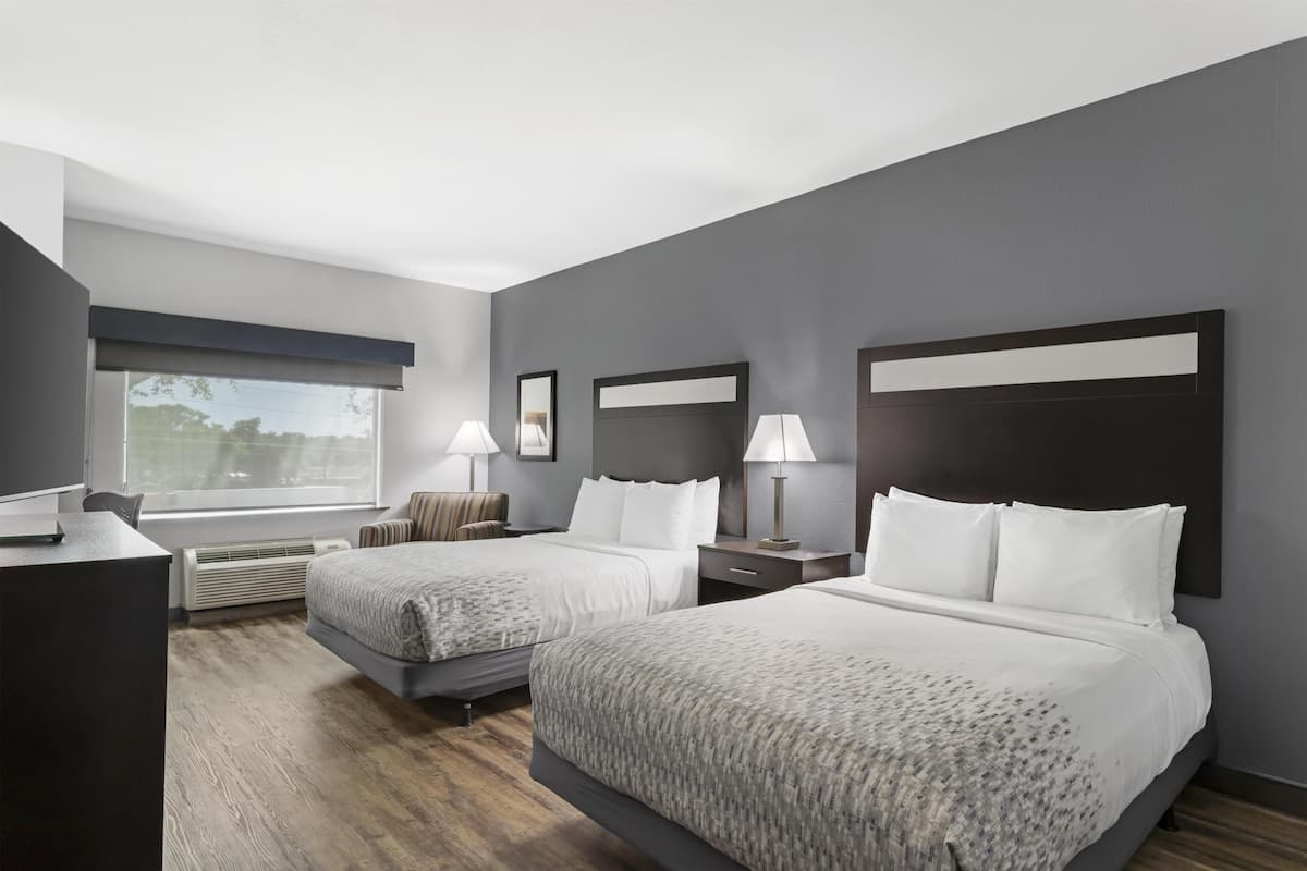 Standard Room, 2 Queen Beds, Accessible, Bathtub | Pillowtop beds, desk, laptop workspace, iron/ironing board