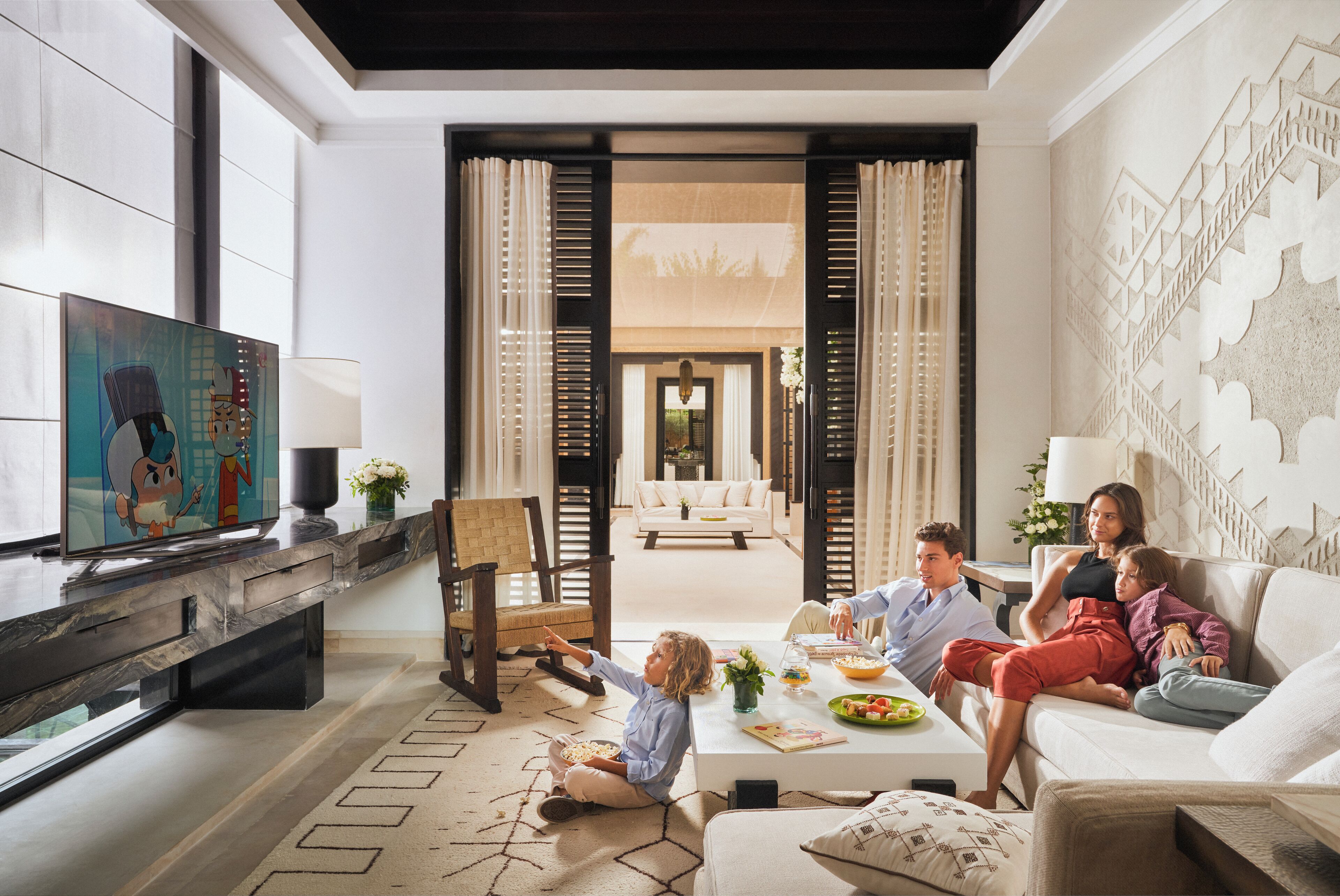 villa, 2 bedrooms (oriental pool) | living area | 132-cm tv with digital channels