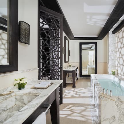 Panoramic Suite, 2 Bedrooms | Bathroom | Separate tub and shower, deep soaking tub, rainfall showerhead