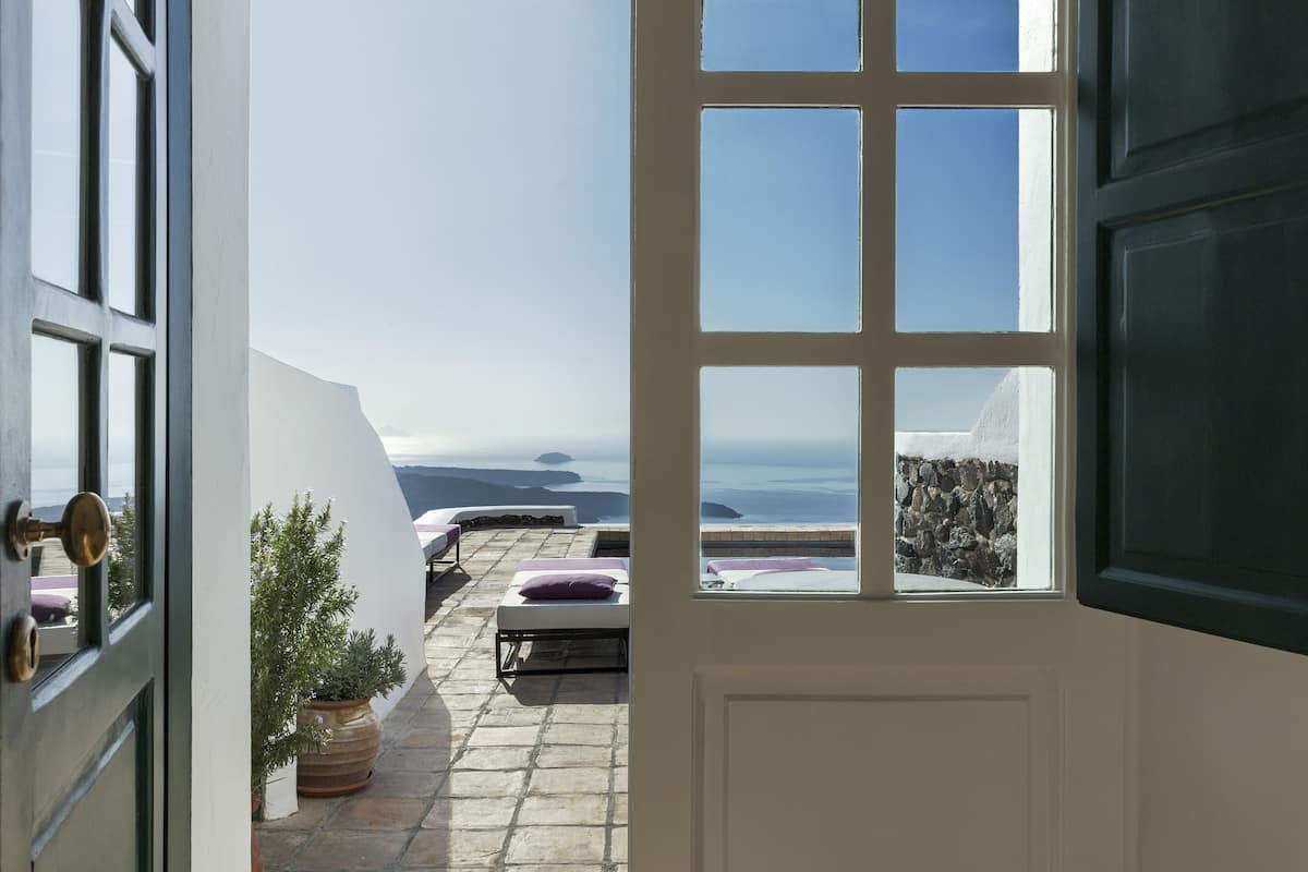 senior studio suite, pool access (vassaltis) | balcony view
