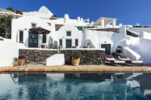 Junior Studio Suite, Pool Access (King cat) | Pool | Outdoor pool, open 9 AM to 9 PM, pool umbrellas, sun loungers - The Vasilicos (Santorini)