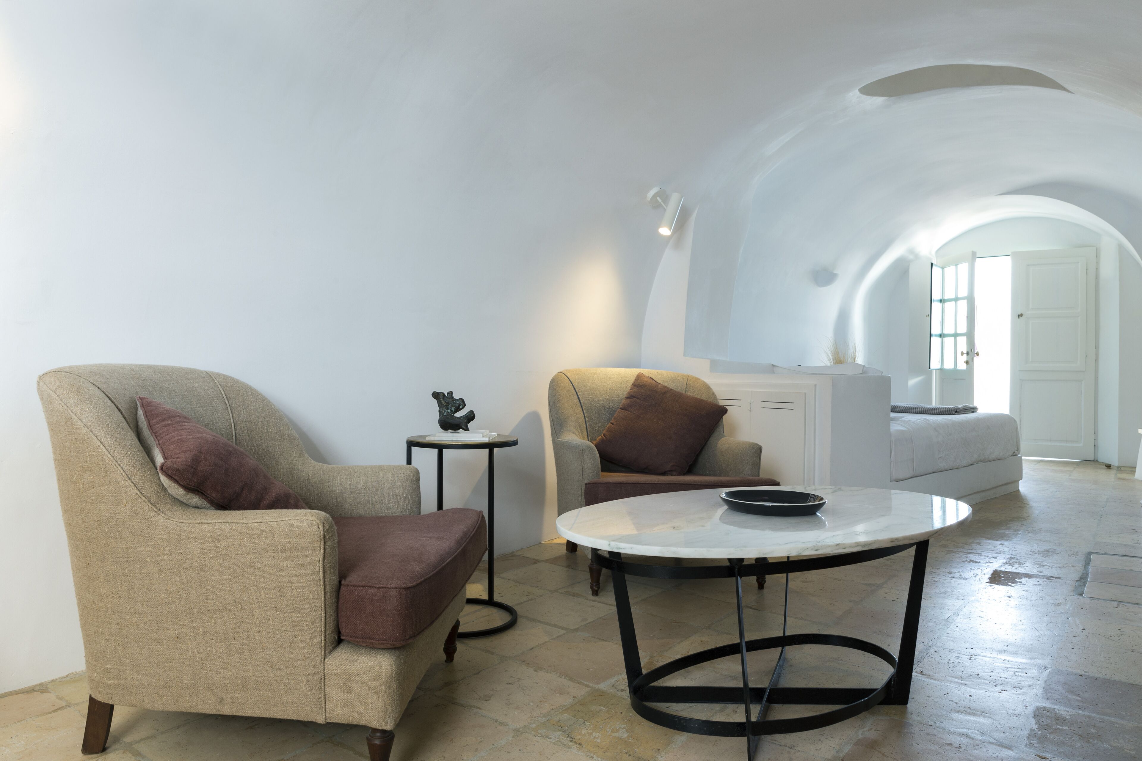 senior studio suite, pool access (vassaltis) | living area | smart tv, tablet, netflix