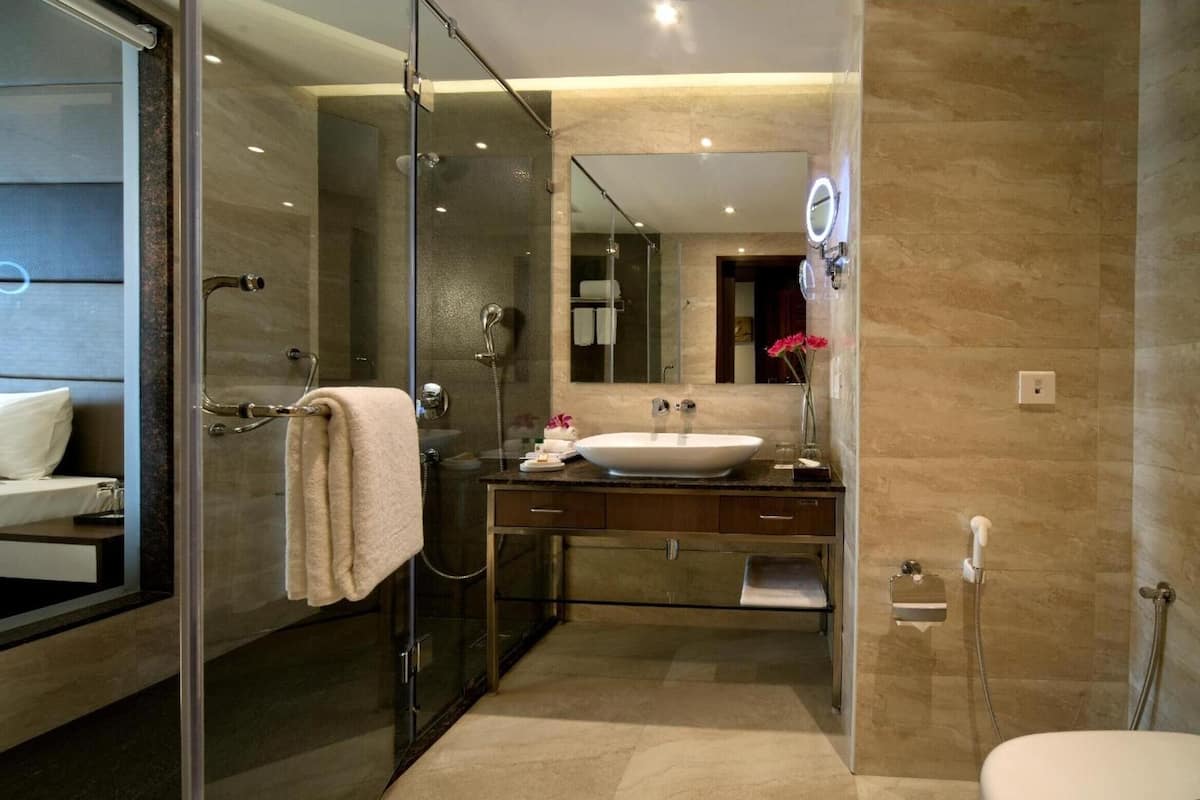 shower, free toiletries, hair dryer, slippers