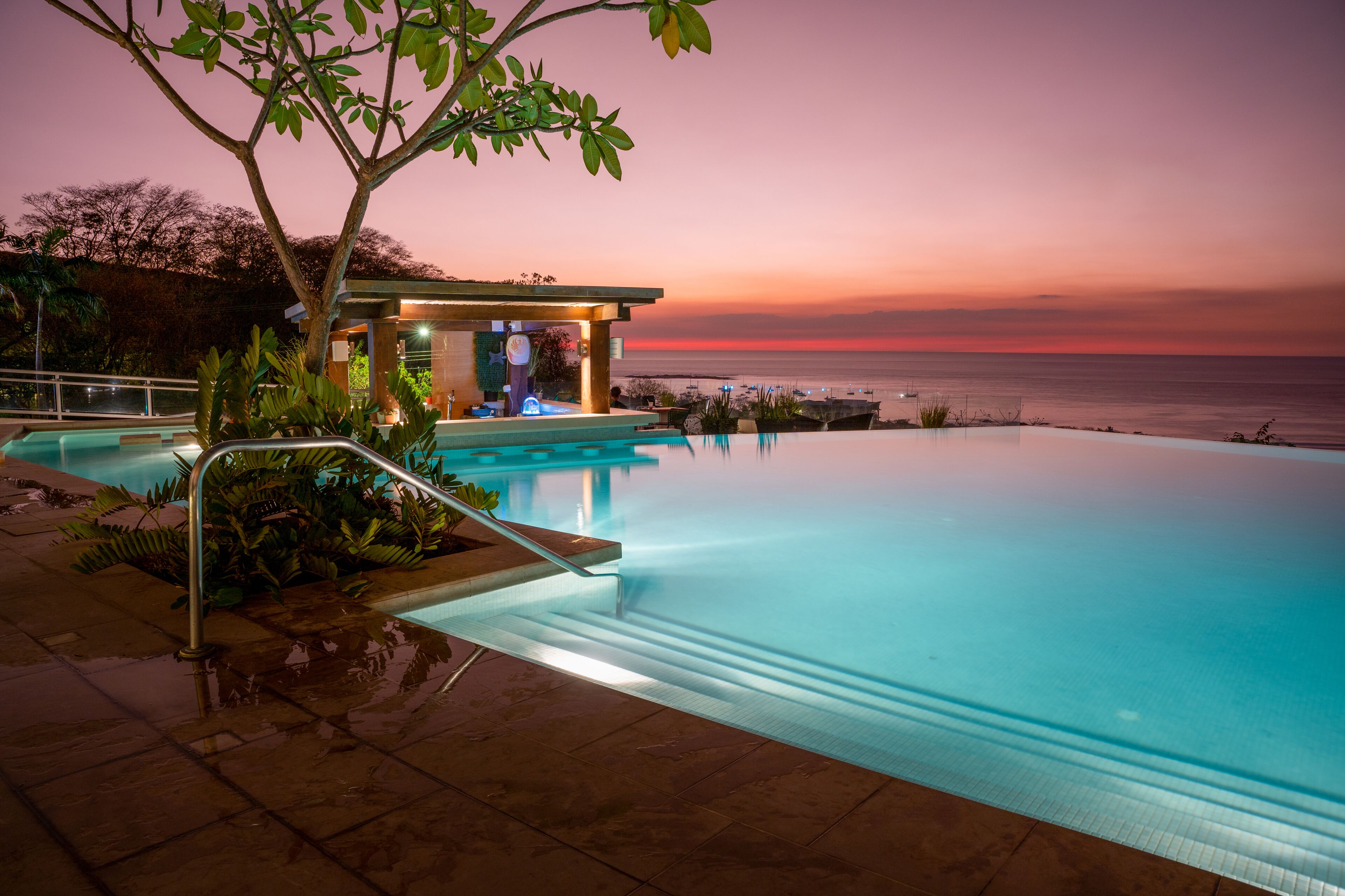 outdoor pool, pool loungers