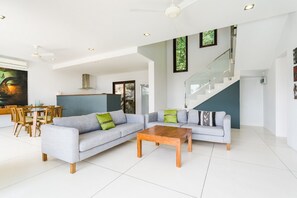 Villa, 3 Bedrooms | Living room | 32-inch flat-screen TV with cable channels, LCD TV, DVD player