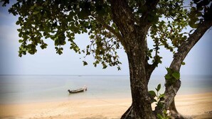 A beach with a large tree providing shade. - Libong Relax Beach Resort (Ko Libong)