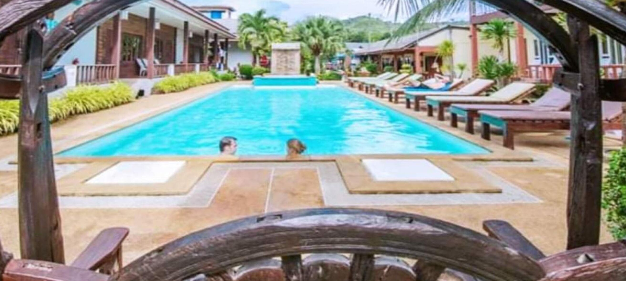 Outdoor pool, sun loungers