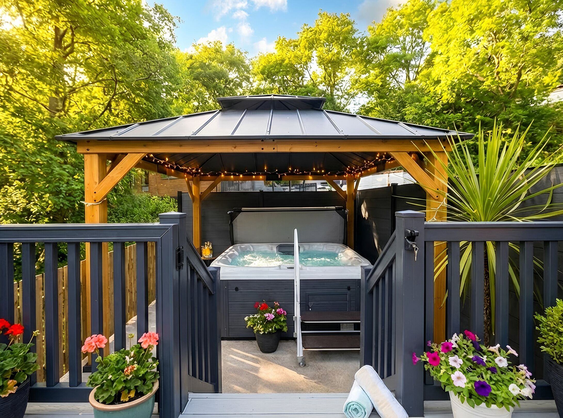 Celtic Orchard Lodge | Private spa tub
