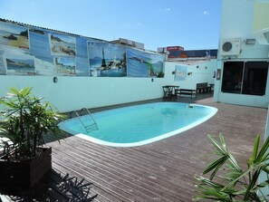 Outdoor pool, sun loungers