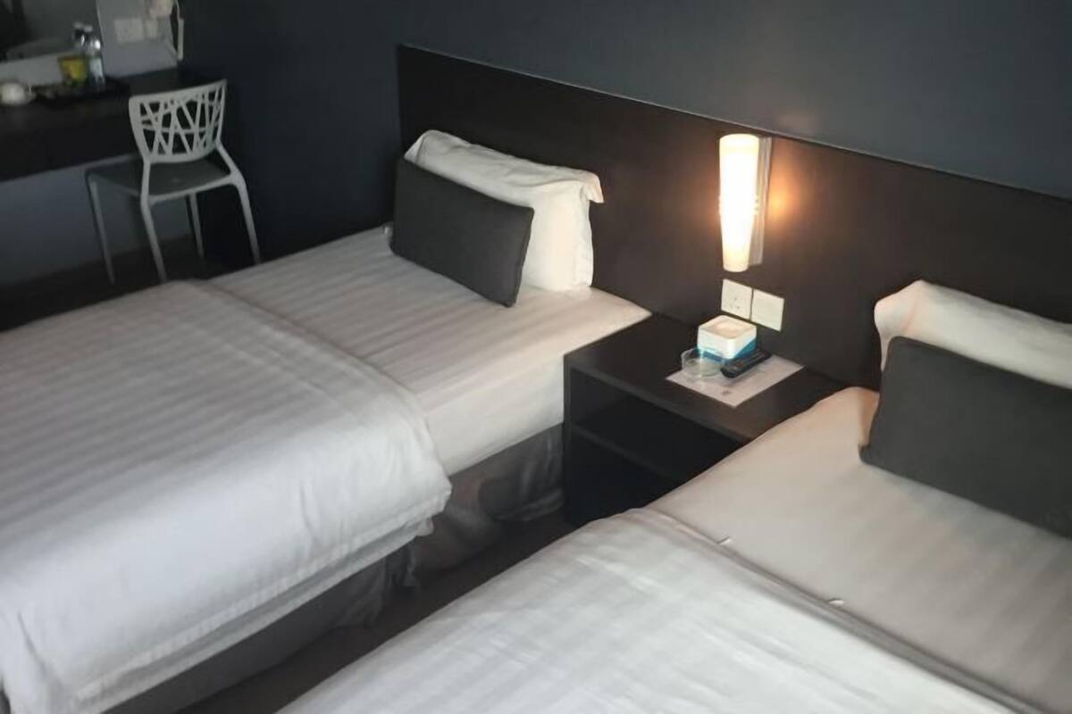 Desk, blackout curtains, free WiFi
