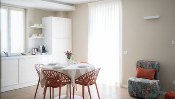 Apartment, 2 Bedrooms | Private kitchen | Espresso maker, full-sized fridge, microwave, oven