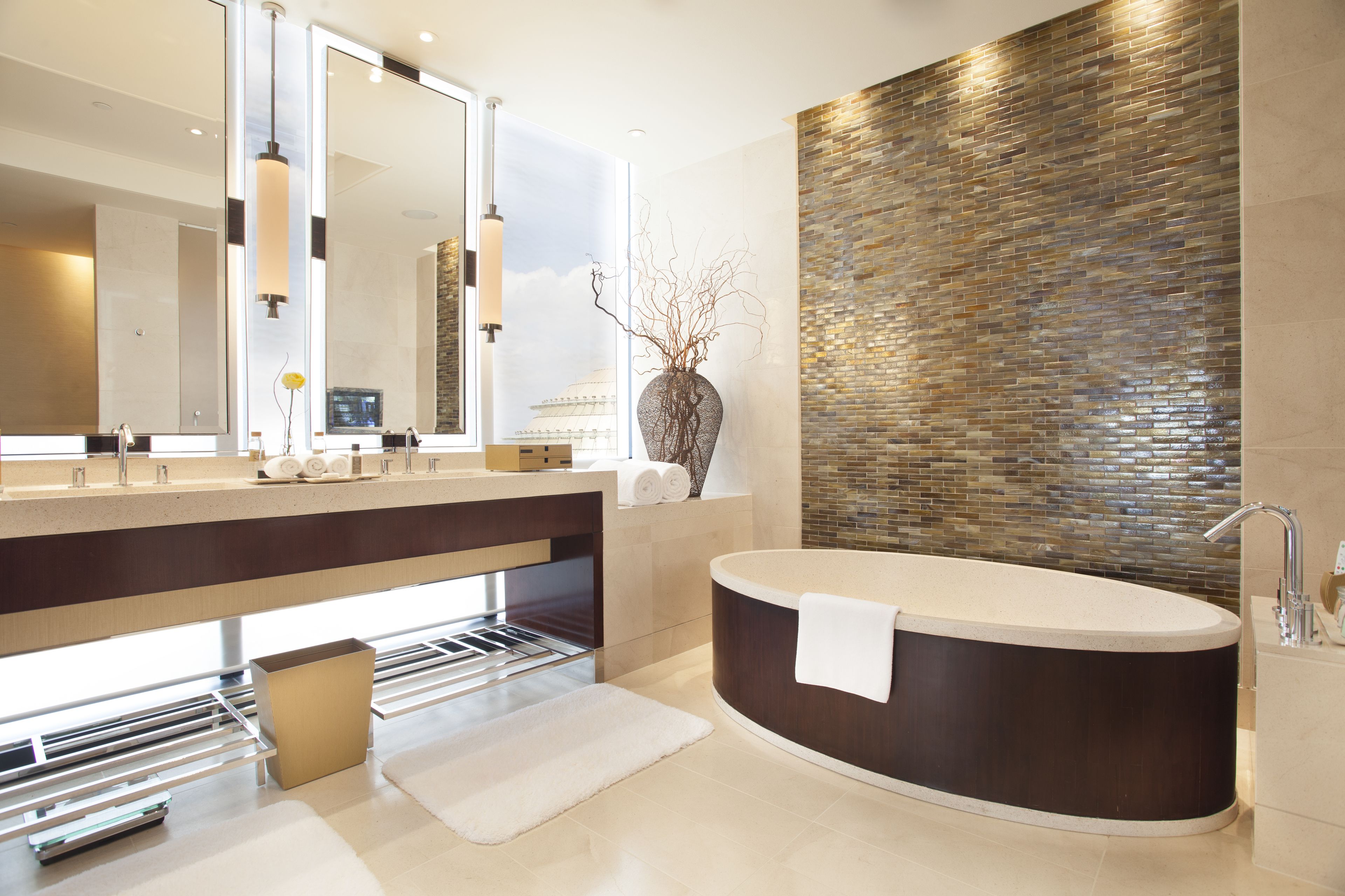 premier suite | bathroom | separate bathtub and shower, rainfall showerhead, designer toiletries