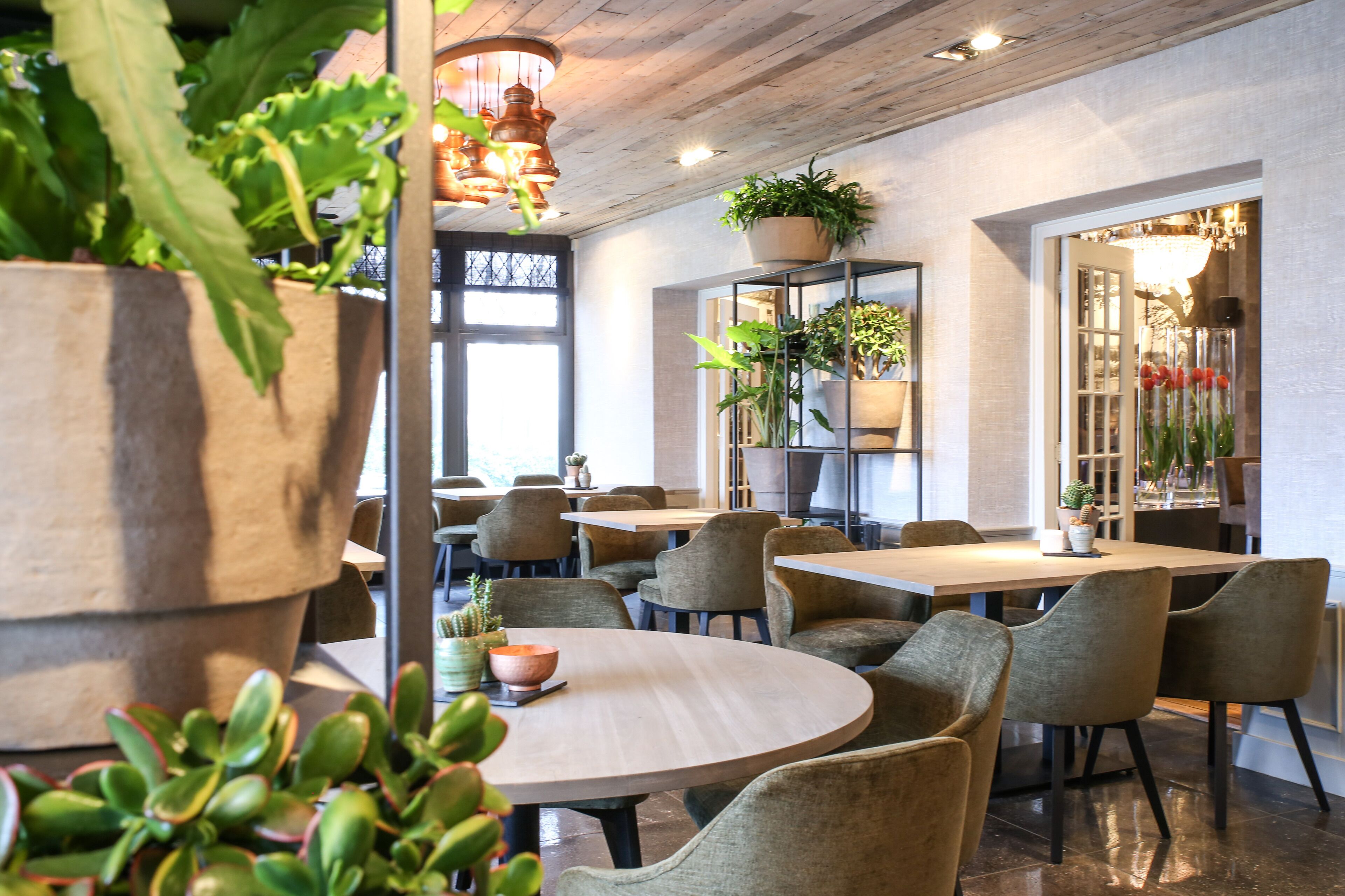 breakfast, lunch served; modern european cuisine, al fresco dining