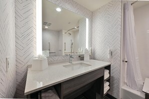 Combined shower/bathtub, designer toiletries, hair dryer, towels - Home2 Suites by Hilton Tifton, GA (Tifton)