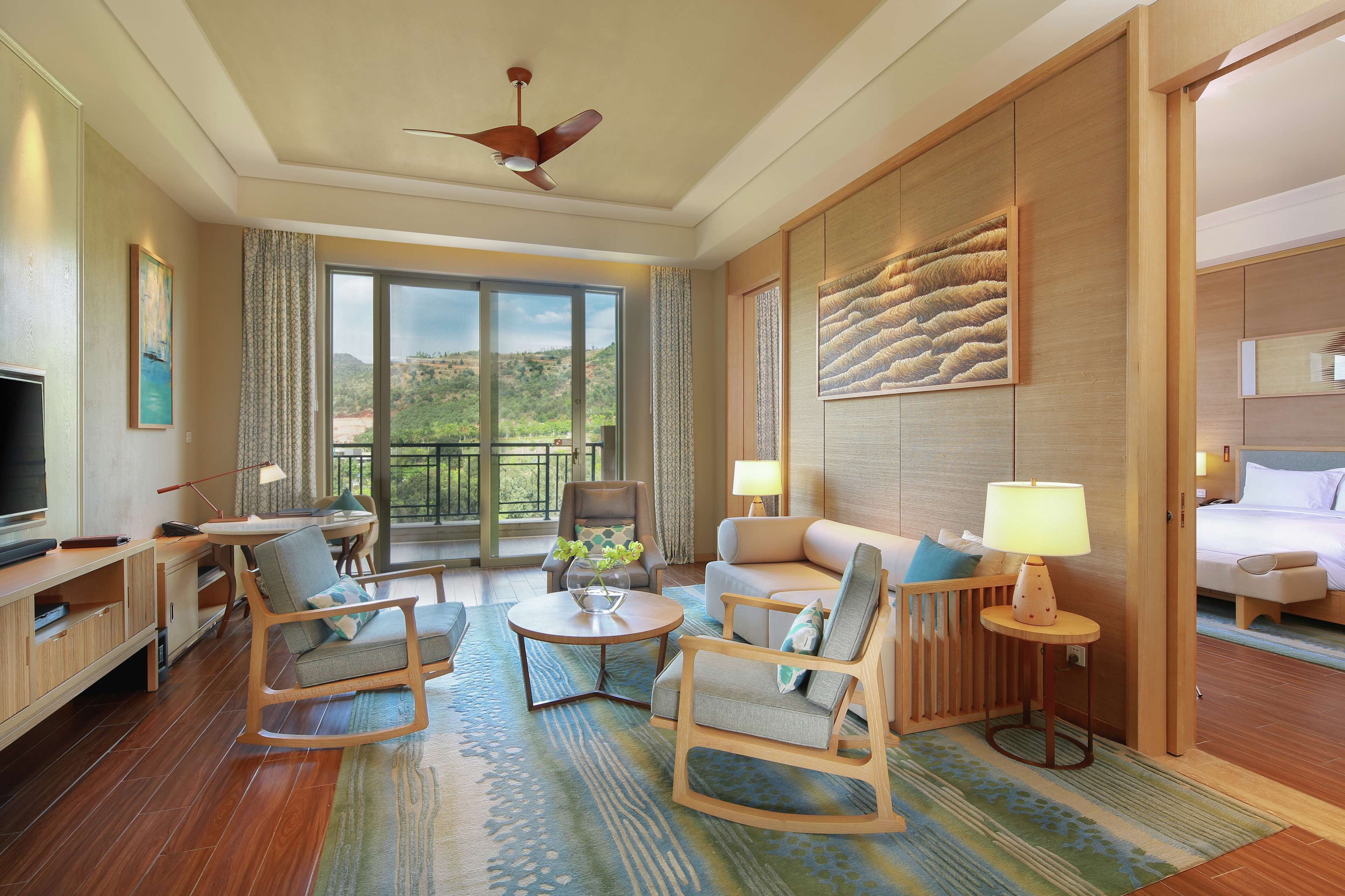 one bedroom suite | living area | 48-inch led tv with cable channels, tv, pay films