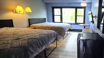 Room, 2 Queen Beds, Non Smoking | Desk, iron/ironing board, bed sheets
