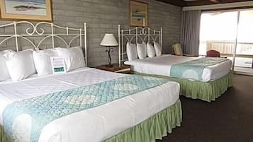 Room, 2 Queen Beds, Refrigerator, Beachfront | Free WiFi, bed sheets