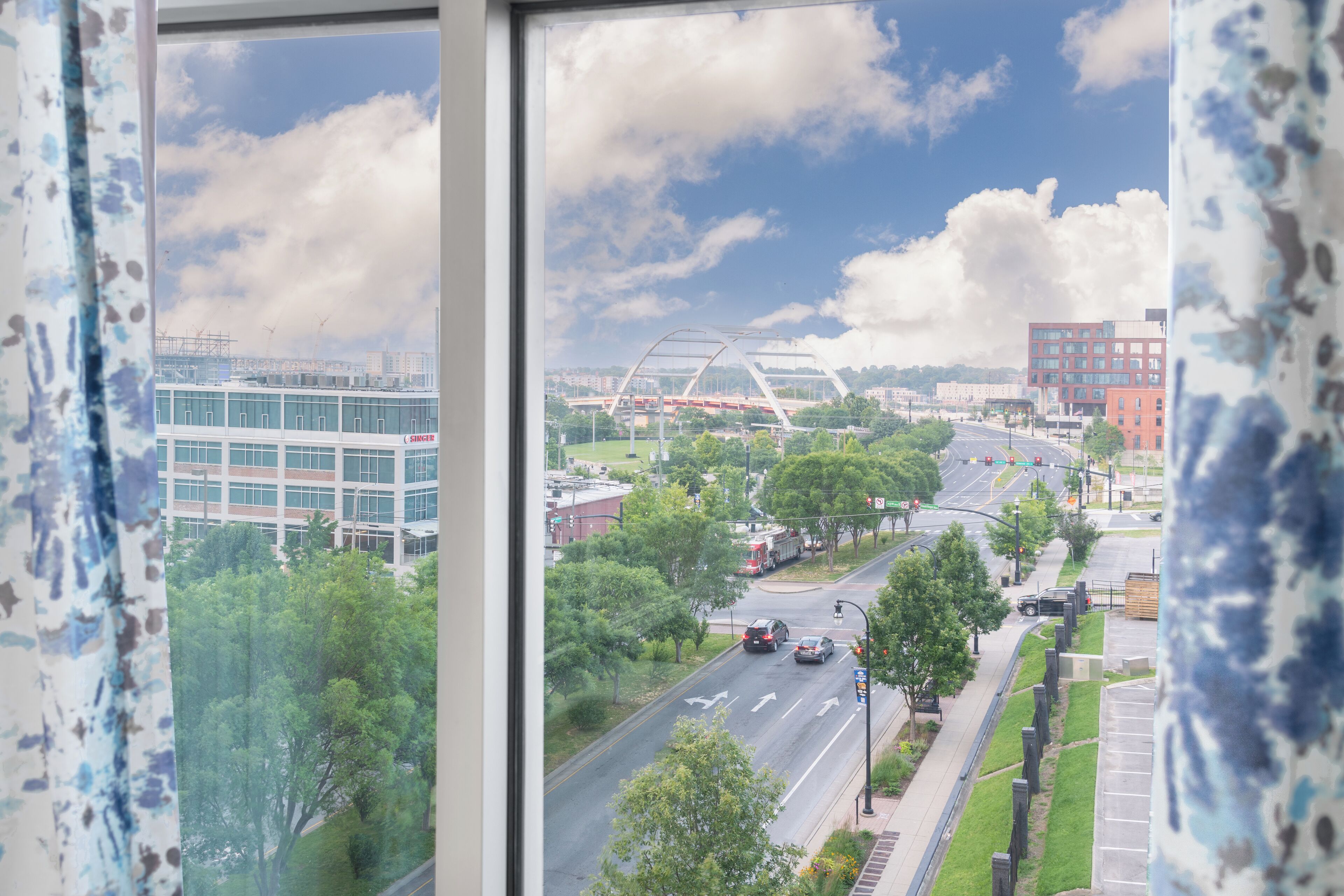 desk, laptop workspace, blackout curtains, free cots/infant beds