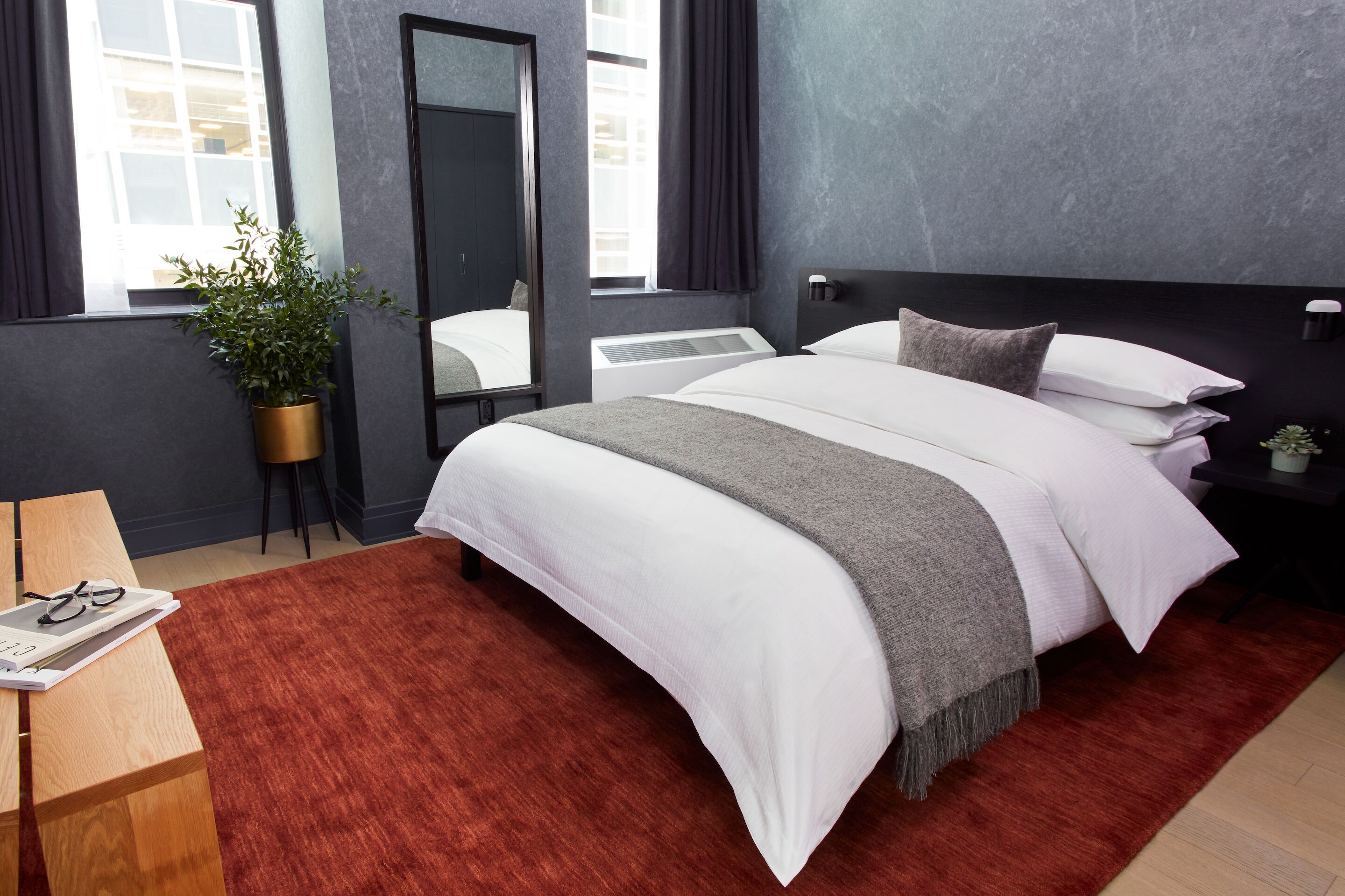 Frette Italian sheets, premium bedding, memory-foam beds, in-room safe