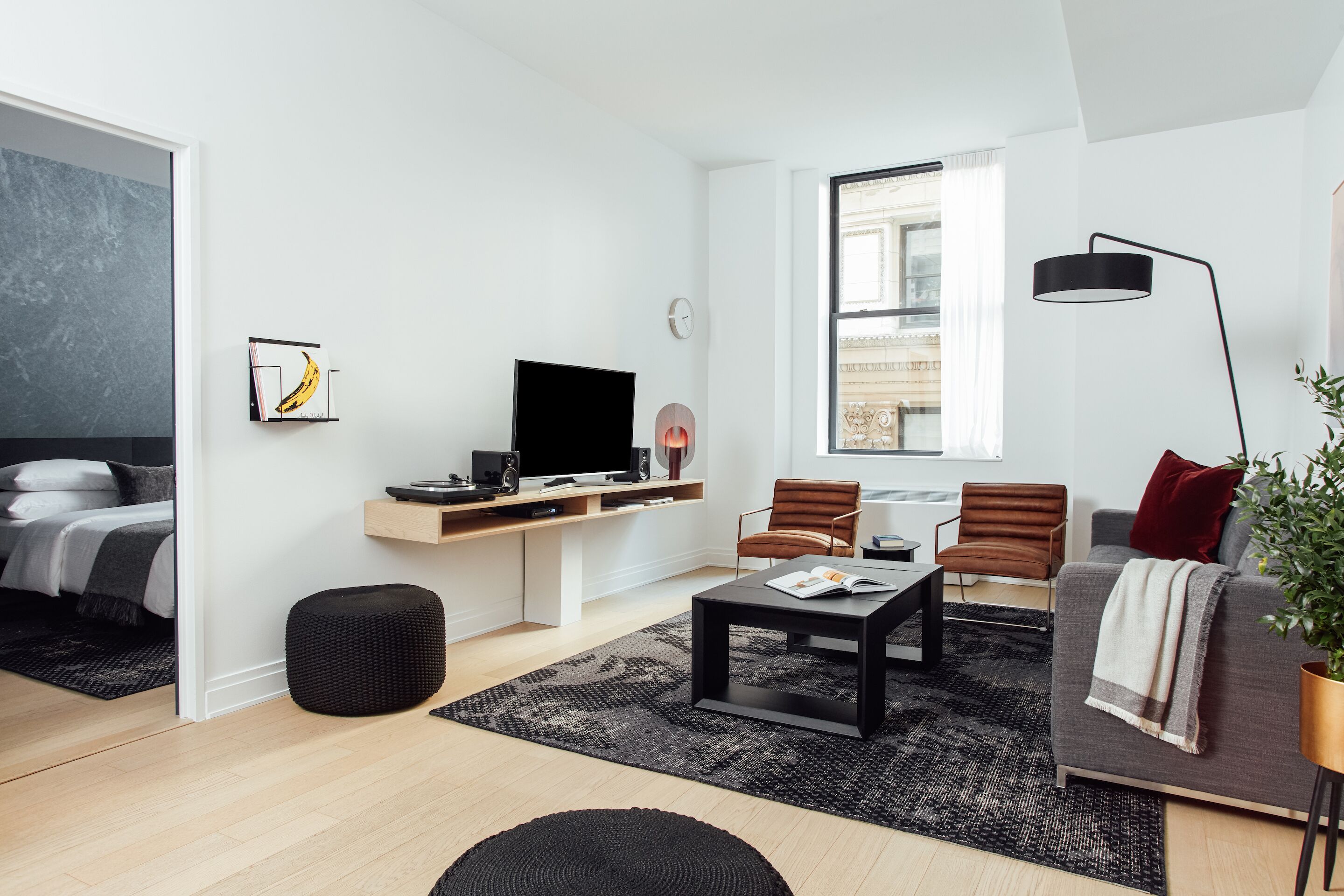 40-inch flat-screen TV with cable channels, TV