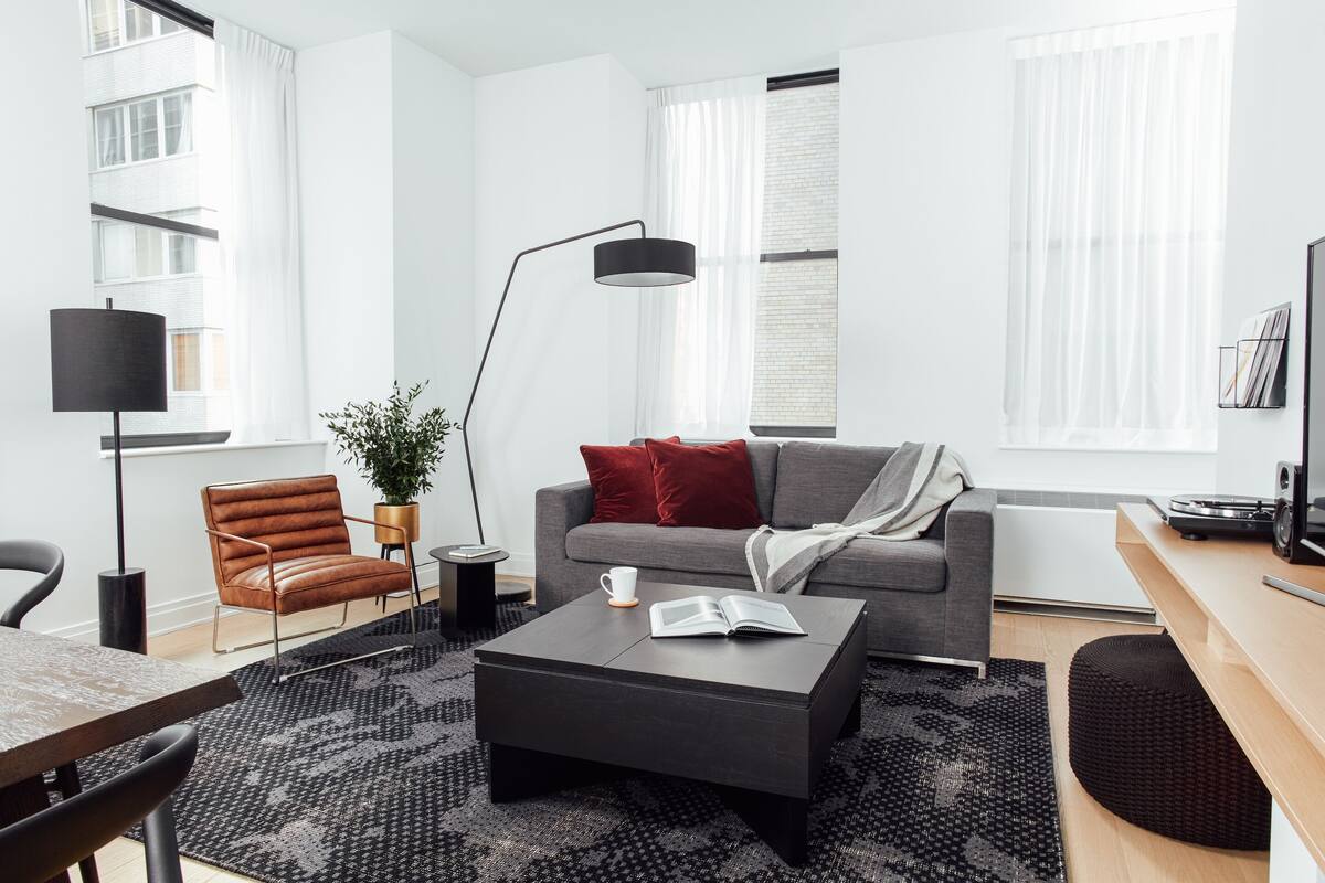 40-inch flat-screen TV with cable channels, TV