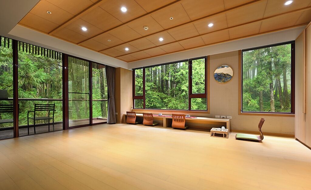 modern building-executive suite | living room | led tv, fireplace