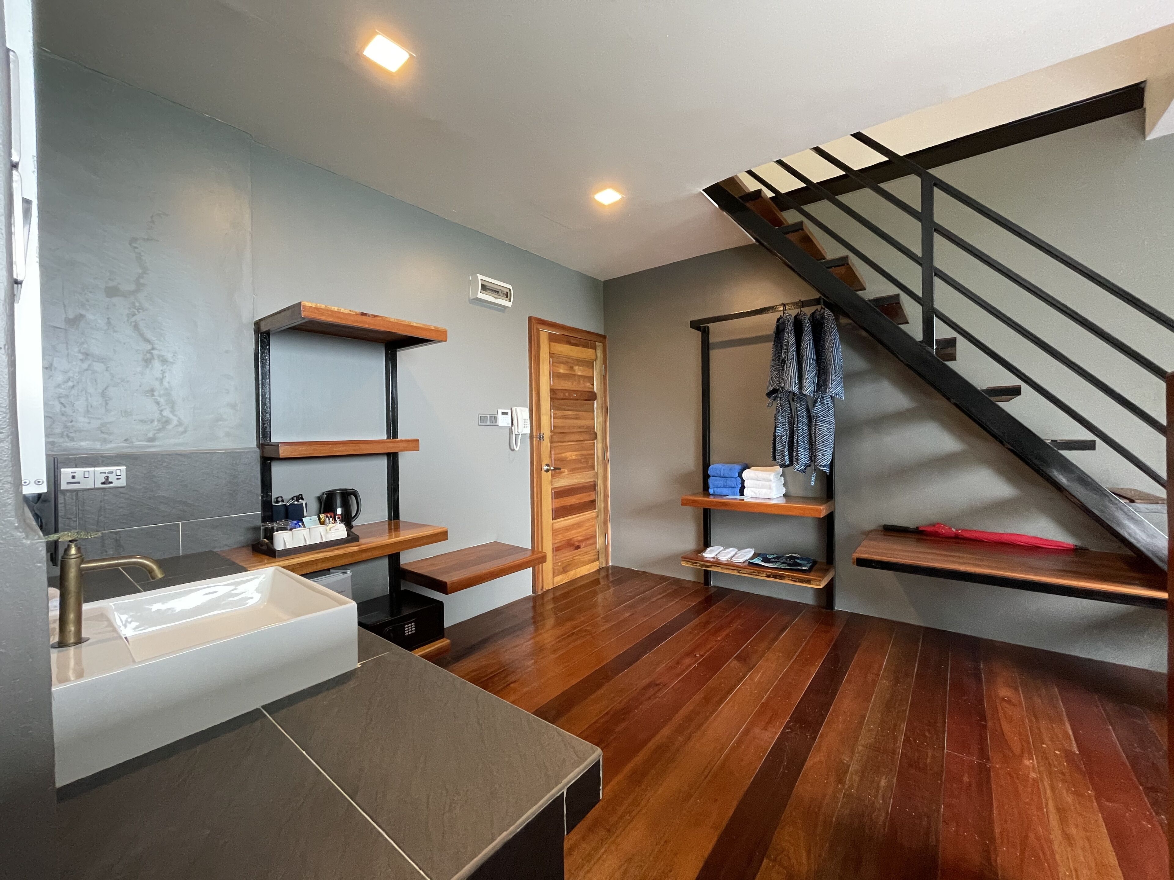 shower, eco-friendly toiletries, hair dryer, bathrobes