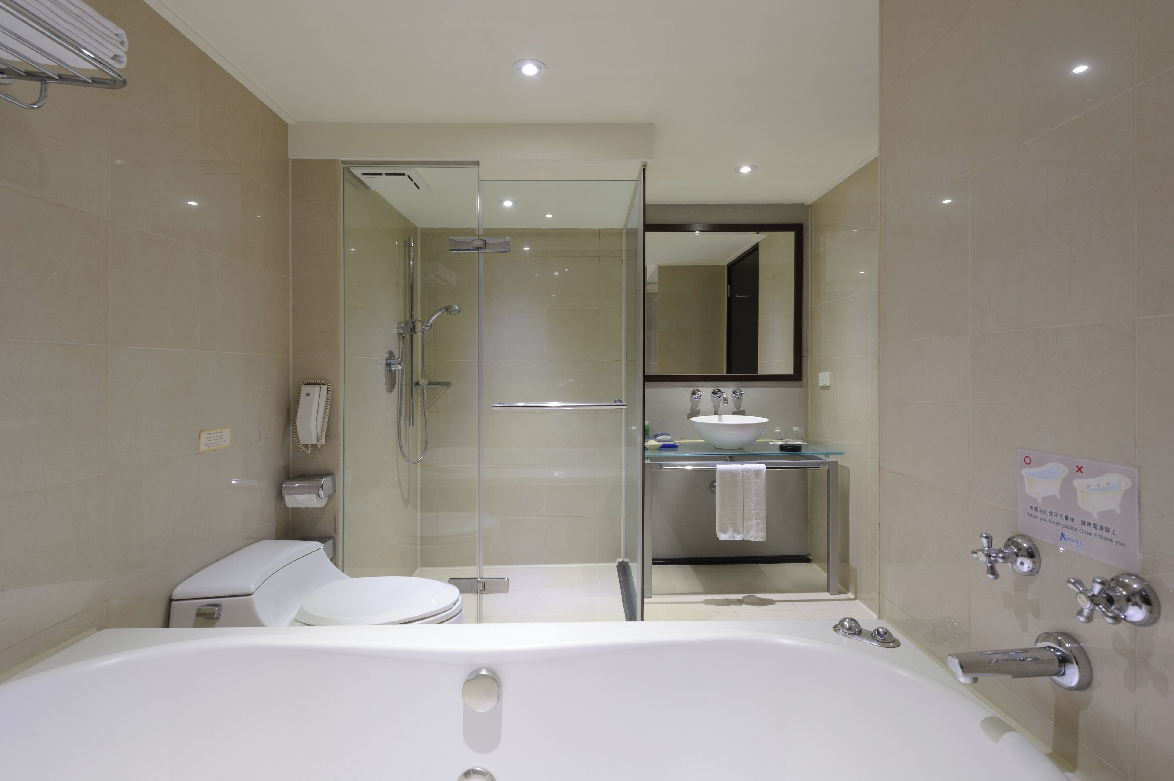 executive triple room, 1 queen bed with sofa bed | bathroom | separate bathtub and shower, hair dryer, slippers, towels