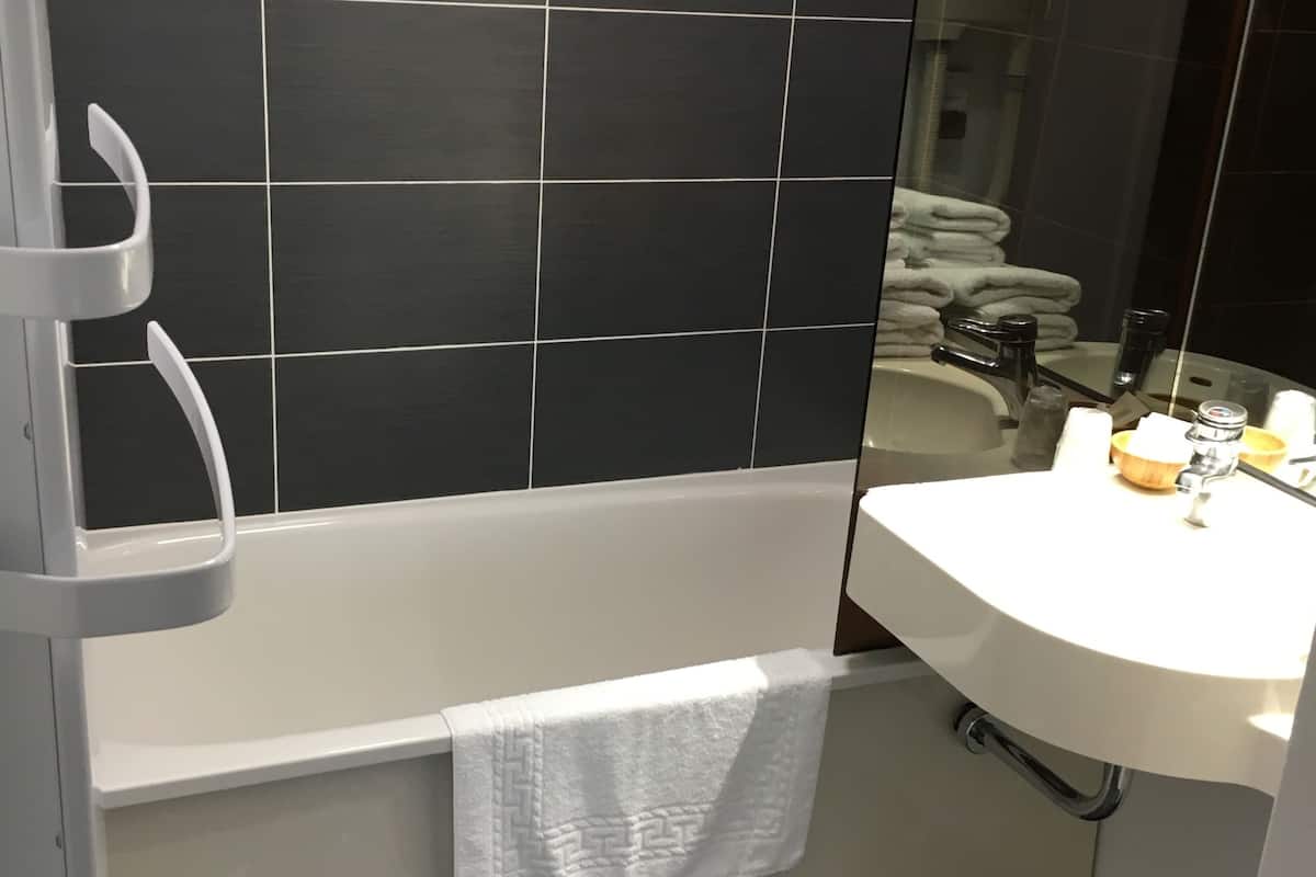 free toiletries, hair dryer, towels