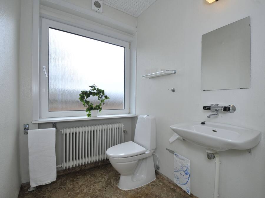 A bathroom with a toilet, sink, and window.