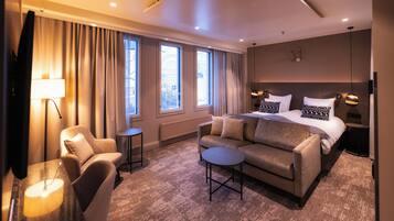 Premium bedding, memory-foam beds, in-room safe, desk