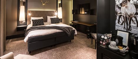 Premium bedding, memory-foam beds, in-room safe, desk