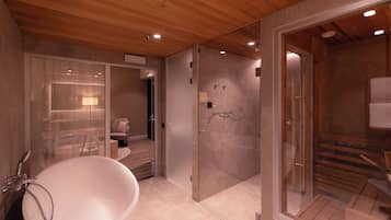 Misty Deluxe Spa | Bilik Mandi | Pengering rambut, bidet, lantai dipanaskan, tuala disediakan
